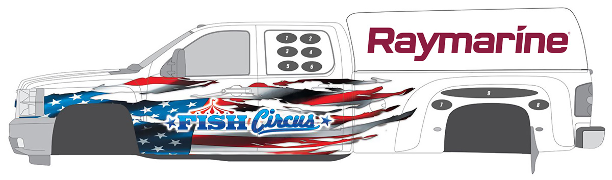 Fish Circus' Chevy Truck side logo placement